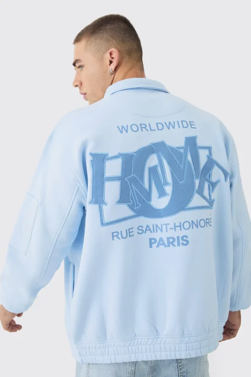 boohooMAN Varsity Homme Applique Jersey Harrington Jacket | UK| Coats & Jackets