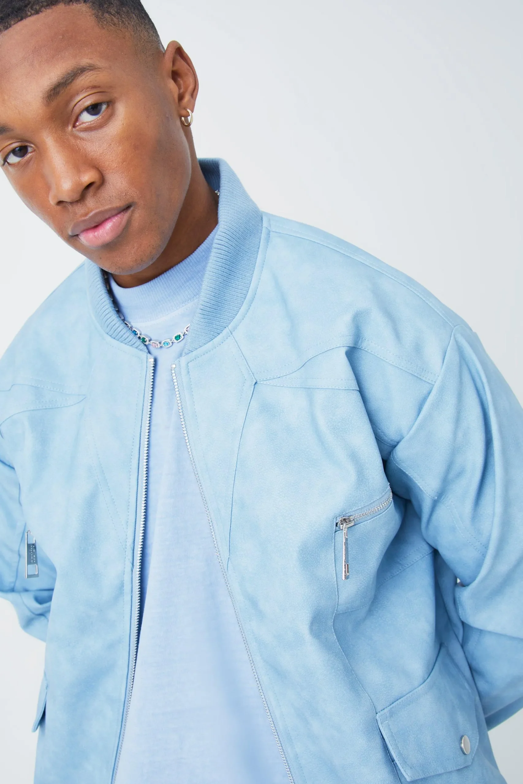 boohooMAN Washed Pu Panel Detail Bomber | UK| Coats & Jackets