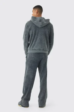 boohooMAN Washed Rib Man Embroidered Zip Through Hoodie | UK| Hoodies & Sweatshirts