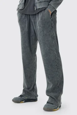 boohooMAN Washed Rib Straight Leg Jogger | UK| Trousers|Joggers