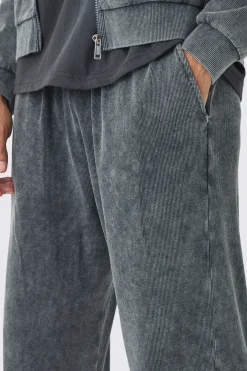 boohooMAN Washed Rib Straight Leg Jogger | UK| Trousers|Joggers