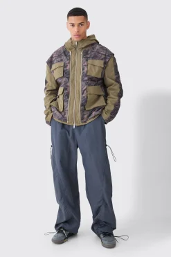 boohooMAN Washed Ripstop Nylon Camo Utility Jacket | UK| Coats & Jackets