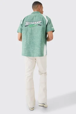 boohooMAN Washed Twill Moto Badge Zip Shirt | UK| Shirts