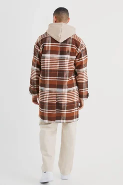 boohooMAN Wool Look Check Single Breasted Overcoat | UK| Coats & Jackets