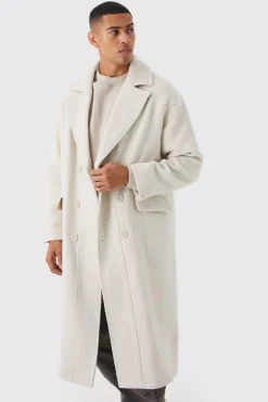 boohooMAN Wool Look Double Breasted Textured Overcoat | UK| Coats & Jackets