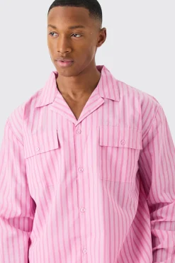 boohooMAN Woven Stripe Lounge Shirt | UK| Shirts