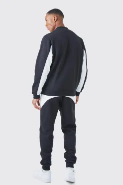 boohooMAN Zip Detail Colour Block Sweatshirt Tracksuit | UK| Tracksuits