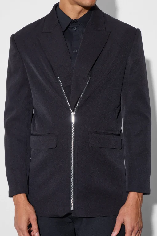 boohooMAN Zip Front Detail Blazer | UK| Suits & Tailoring