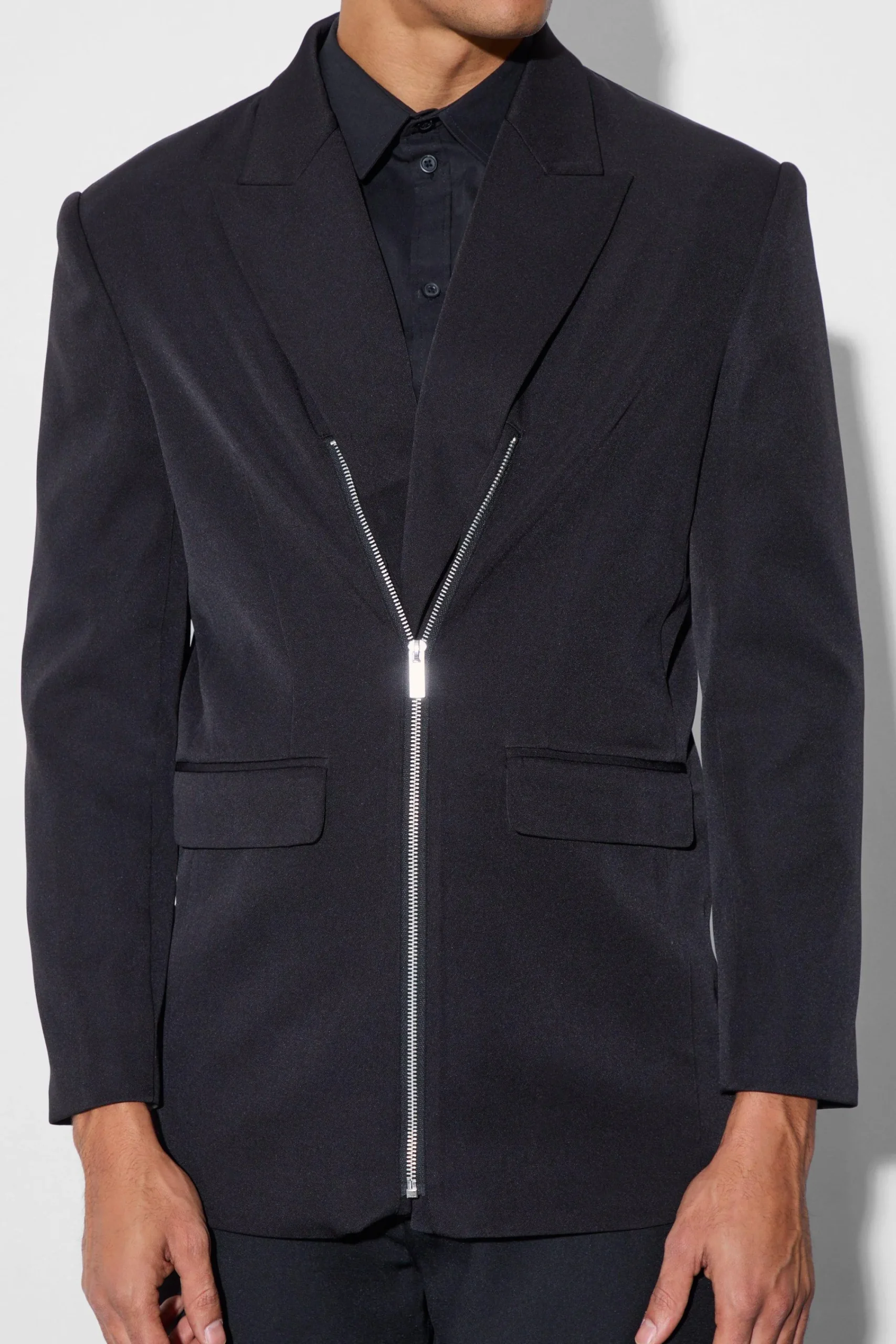 boohooMAN Zip Front Detail Blazer | UK| Suits & Tailoring