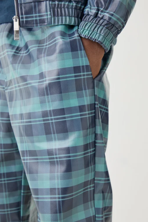 boohooMAN Zip Through Check Pu Harrington Set | UK| Sets & Co-Ords