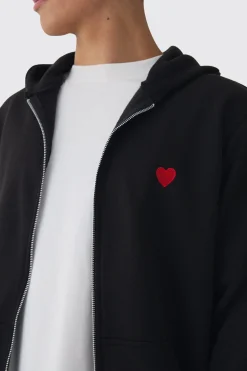 boohooMAN Zip Through Heart Embroidered Hoodie | UK| Hoodies & Sweatshirts