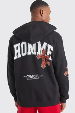 boohooMAN Zip Through Homme Graphic Hoodie | UK| Hoodies & Sweatshirts