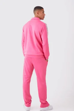 boohooMAN Zip Through Man Tape Tricot Tracksuit | UK| Tracksuits
